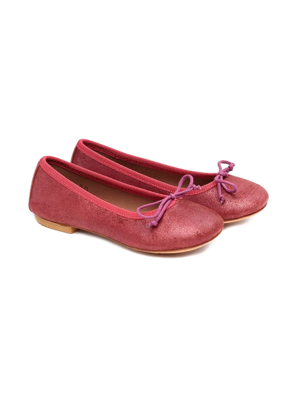 Pèpè glitter-effect bow ballerina shoes Roze