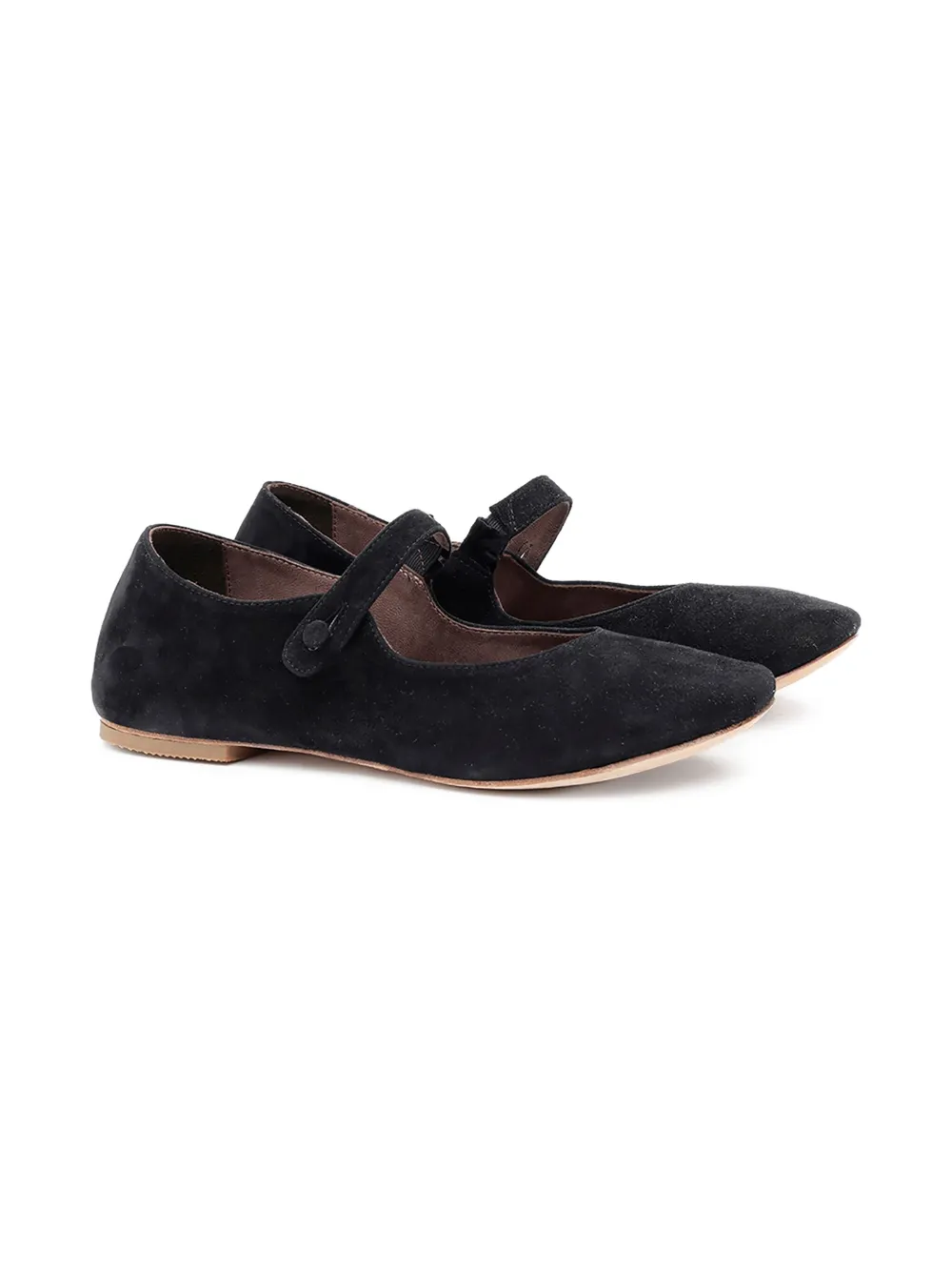 Pèpè Button-fastening Suede Ballerinas In Black