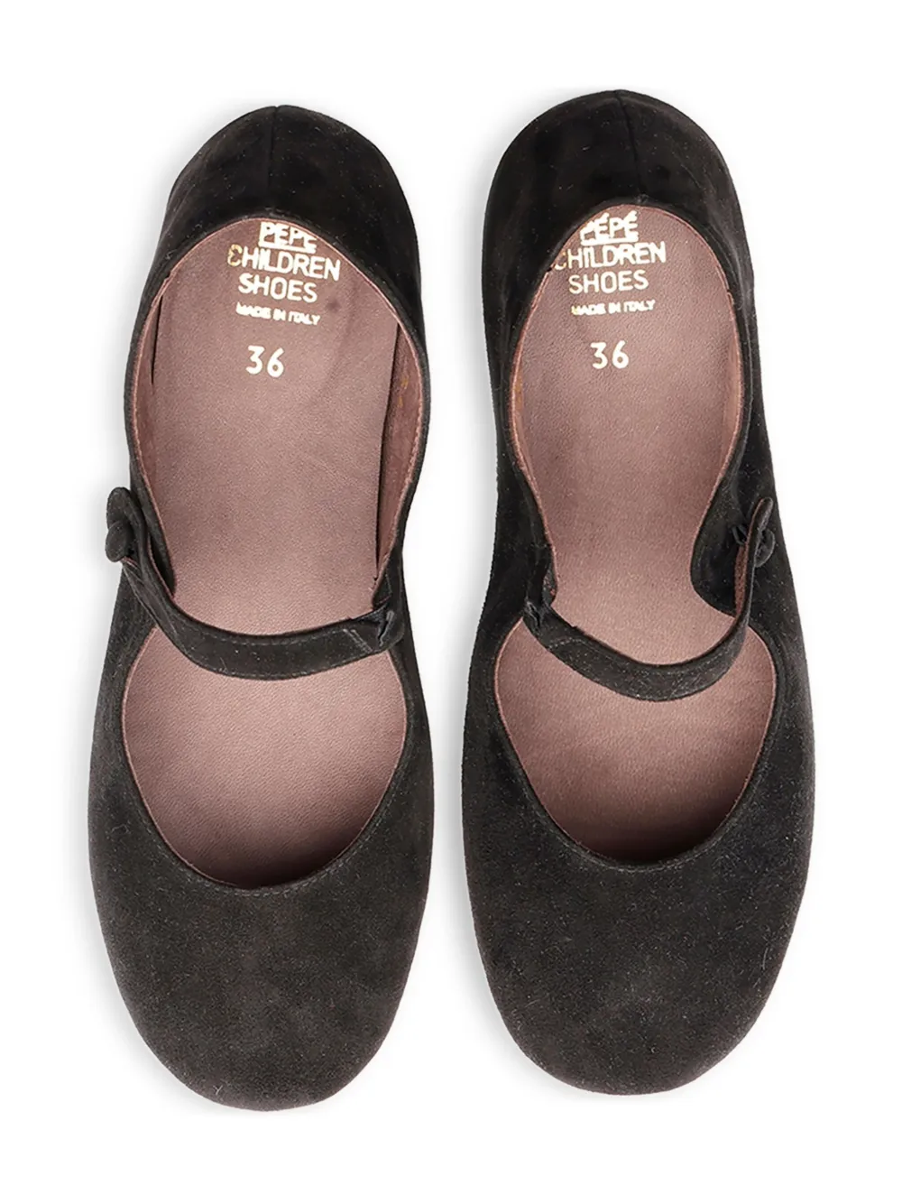 Pèpè Button-fastening Suede Ballerinas In Black