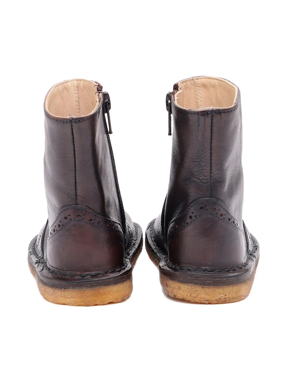 Pèpè zip-detail brogue boots Brown