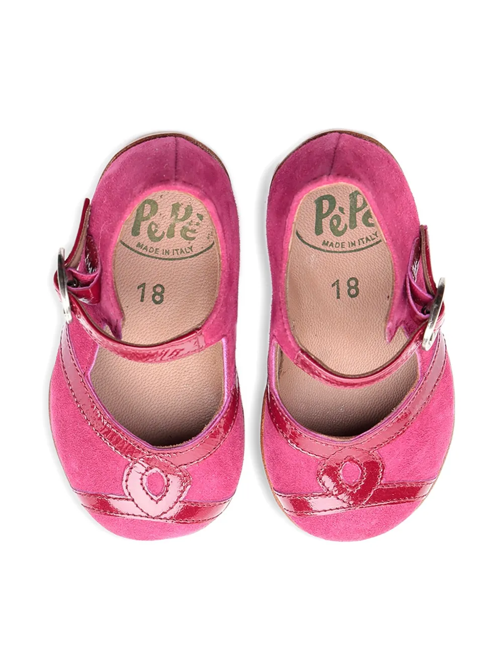Pèpè Suede Buckled Ballerina Shoes In Pink