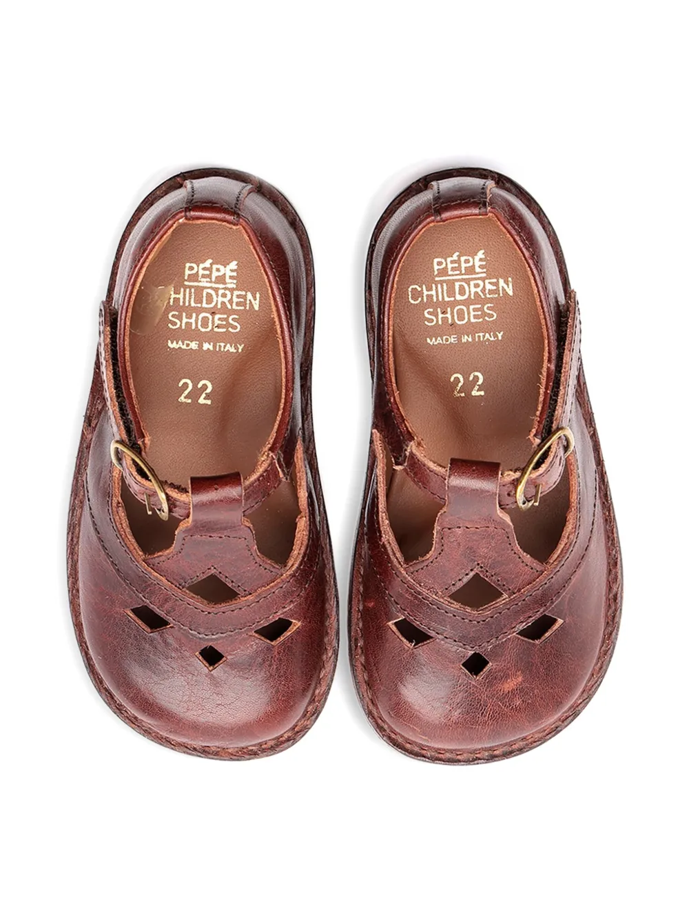 Pèpè Lucy leather buckle sandals Brown