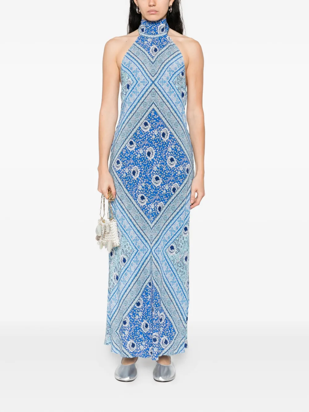 Rixo jurk met paisley-print - Blauw