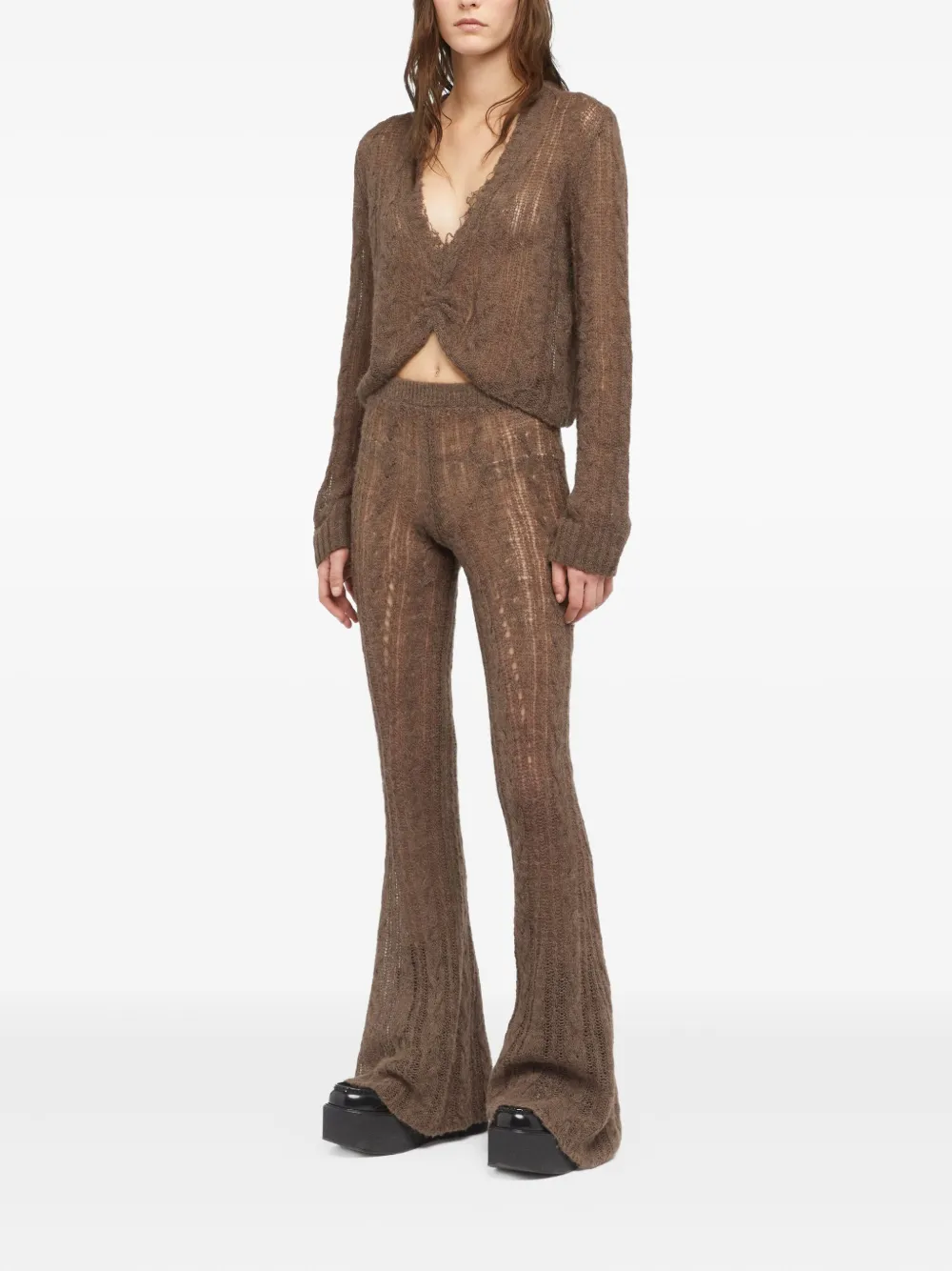 Alanui Desert Drift V-neck top Bruin