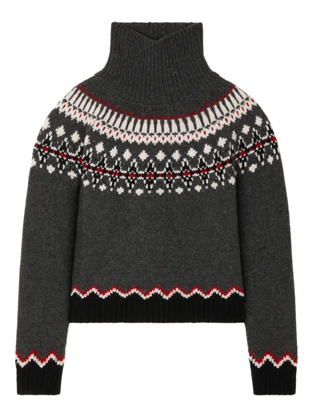 Alanui Sweet Winter Fair Isle Turtleneck Sweater In Gray