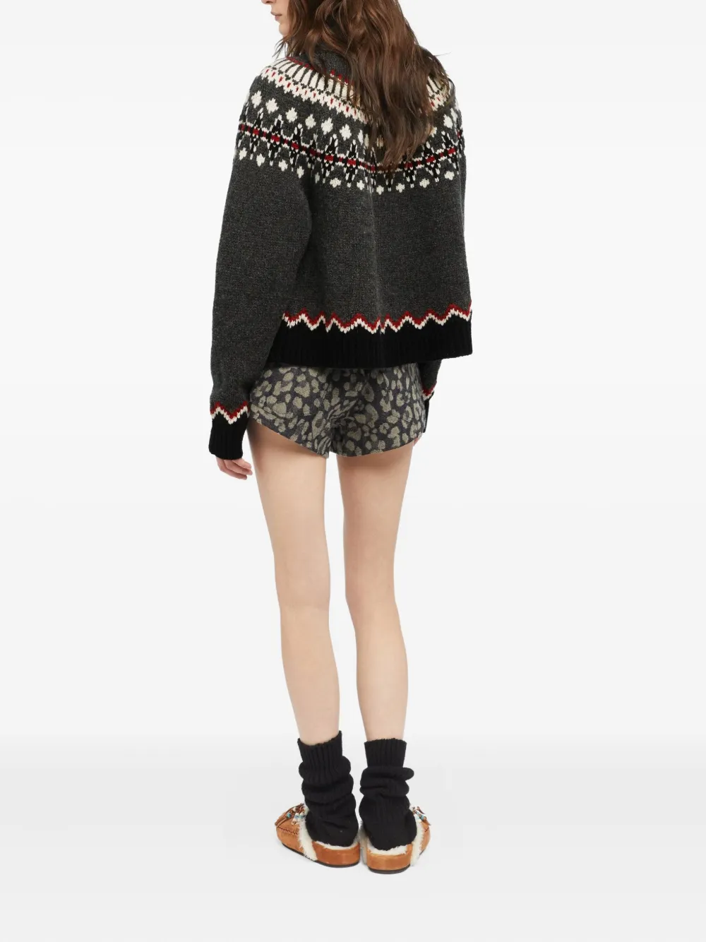 Alanui Sweet Winter Fair Isle Turtleneck Sweater In Gray