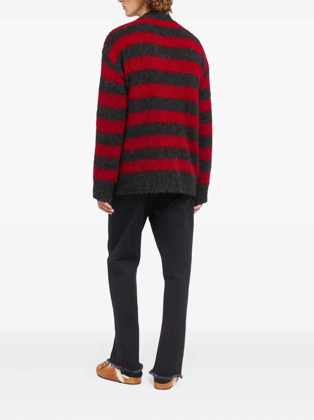 Alanui Grunge Stripes Cardigan In Red