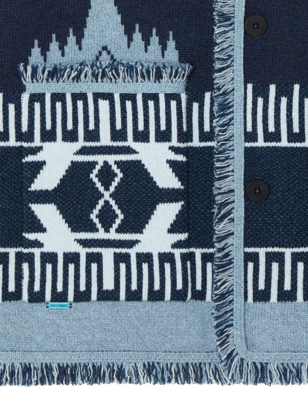 Alanui Icon jacquard fringed cardigan Blauw