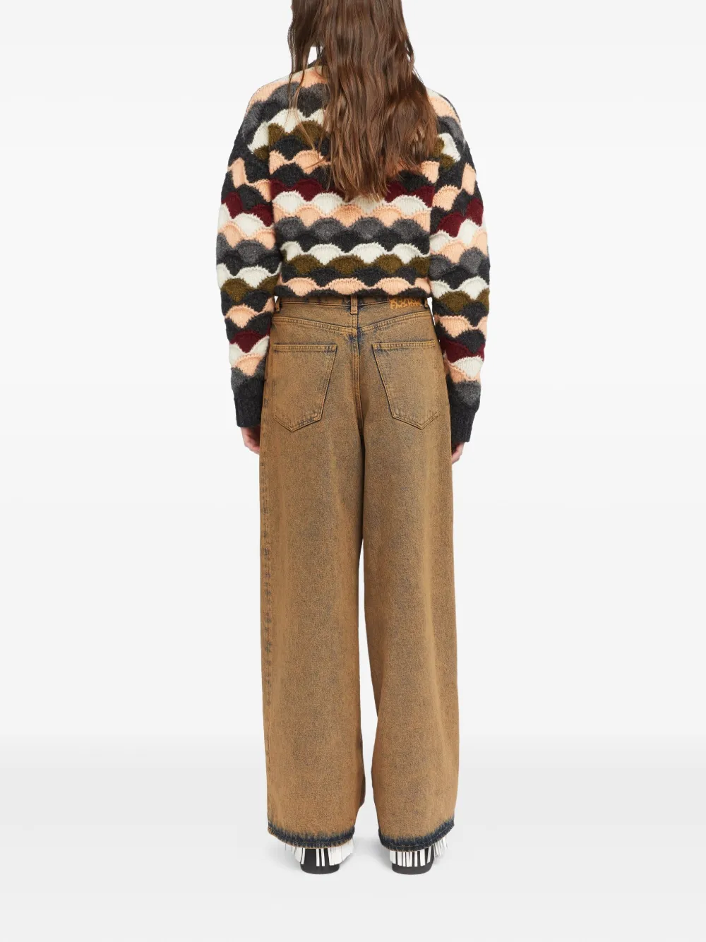 Alanui Desert Rose jeans met acid wassing en geplooid detail Bruin