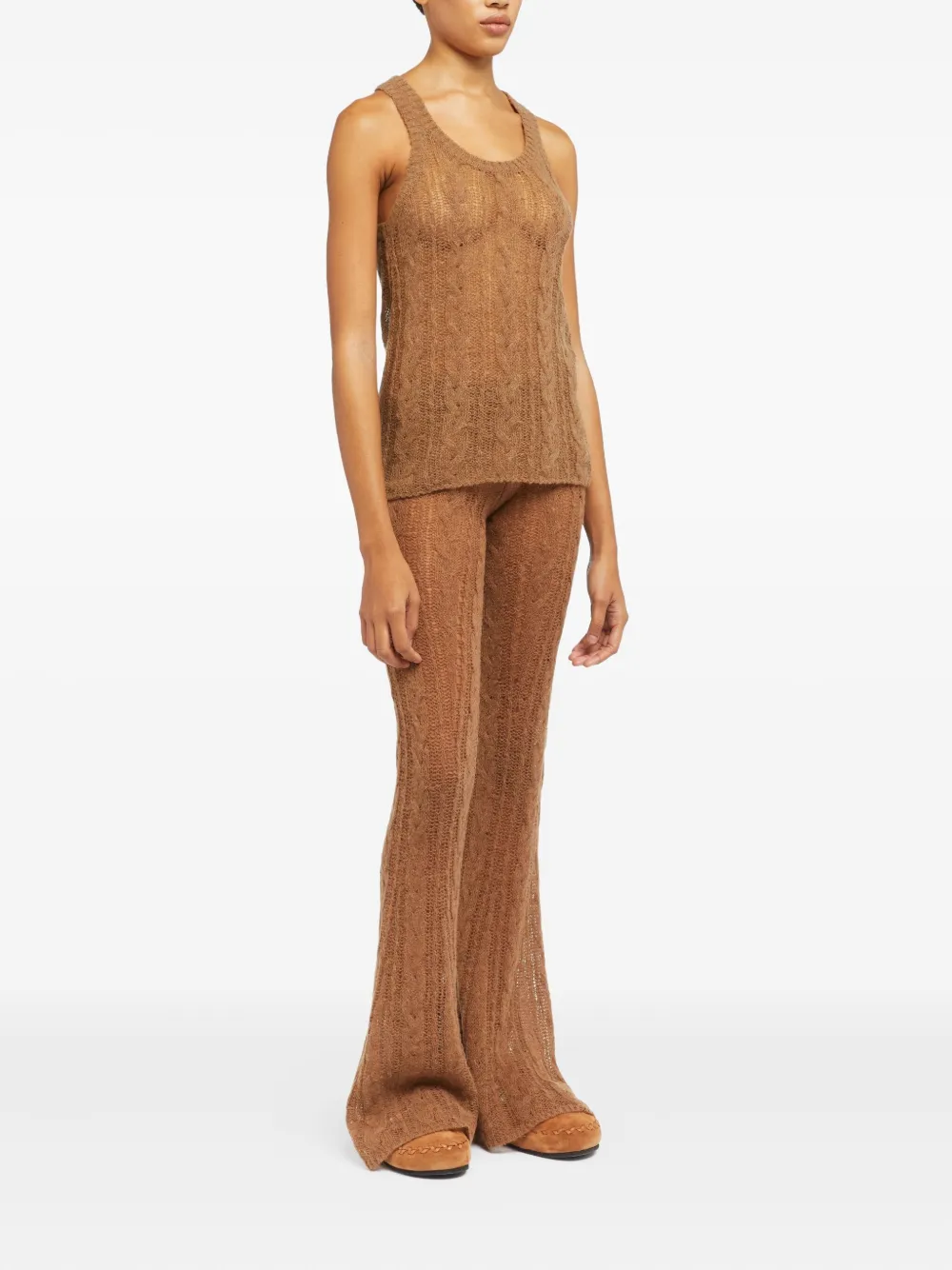 Alanui Desert Drift cable-knit tank top Bruin
