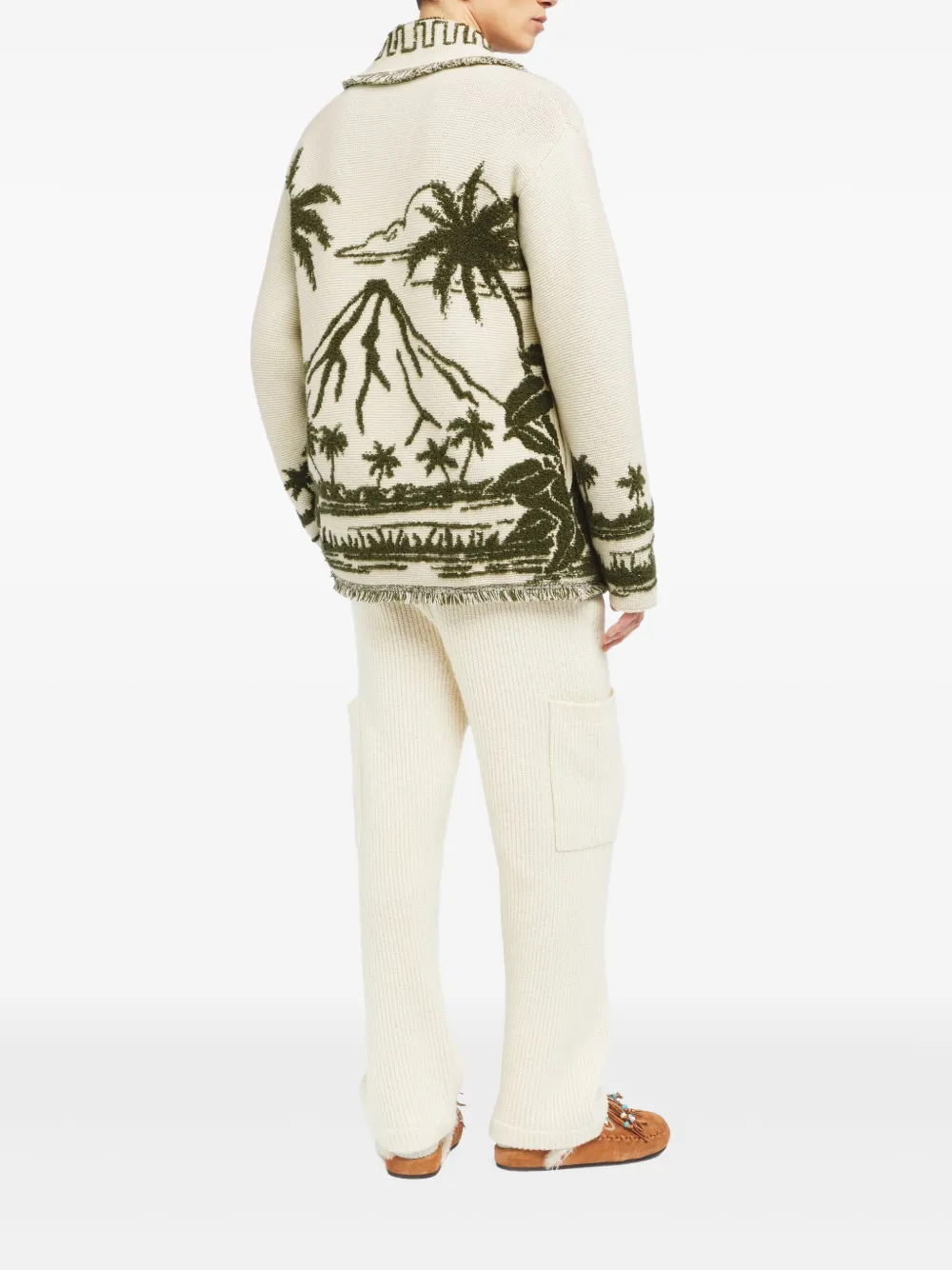 Alanui Vest met palmboom en franje Groen