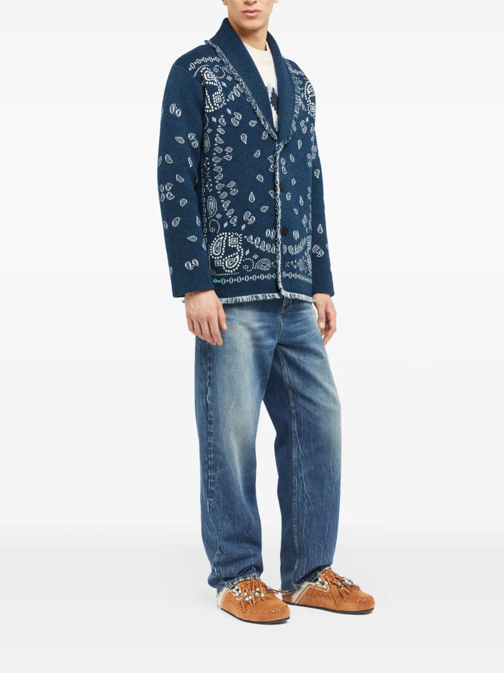  Alanui Paisley Jacquard Cardigan - Blue 