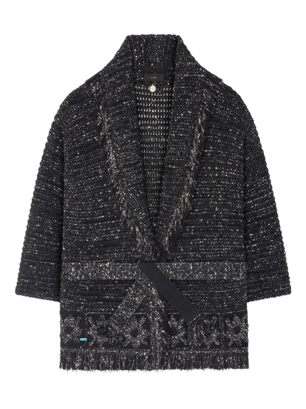 Alanui City Lights fringed sequin cardigan Zwart