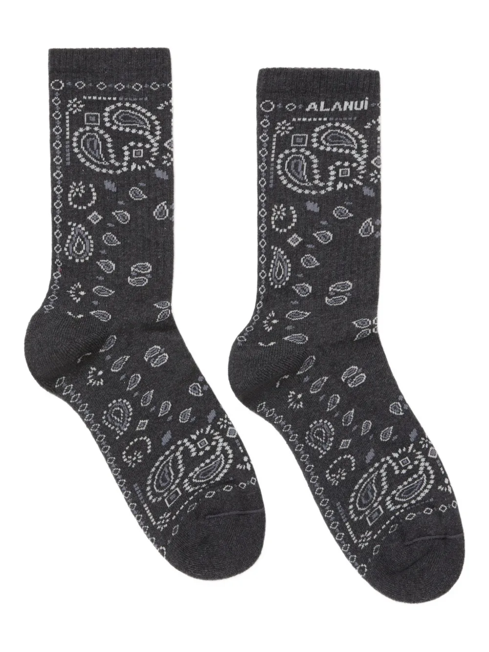 Alanui Paisley-pattern Socks In Black