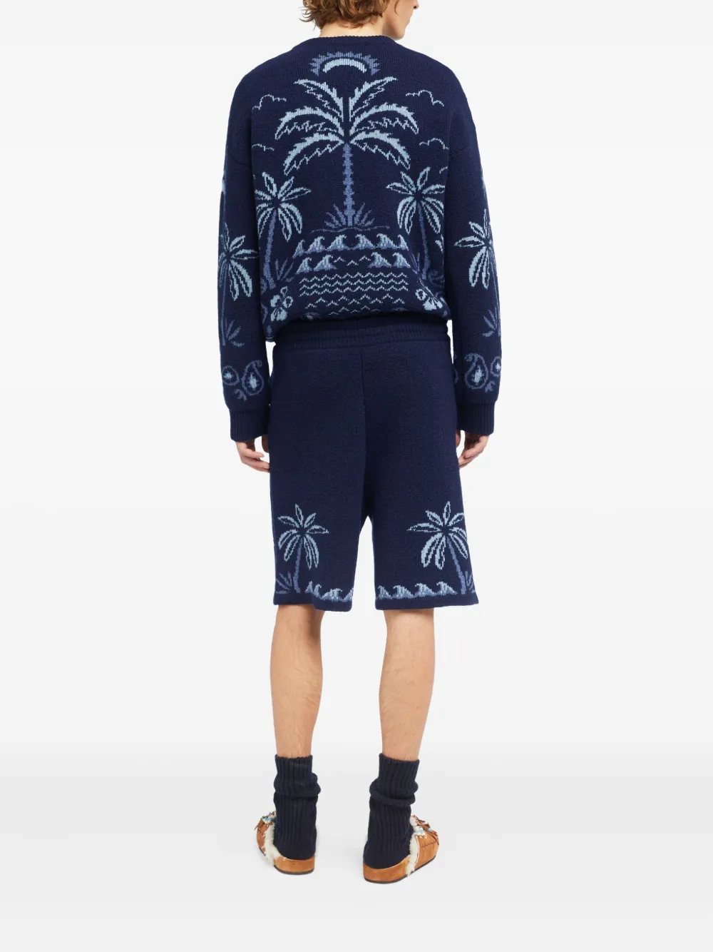 Alanui Glimpse Of Eden shorts met palmboomprint Blauw
