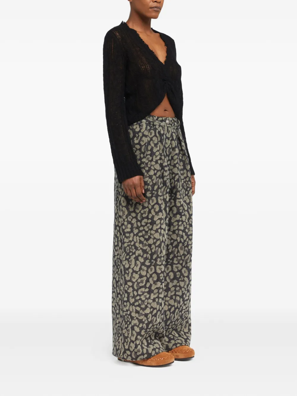 Alanui V-neck frayed-edge sweater Zwart