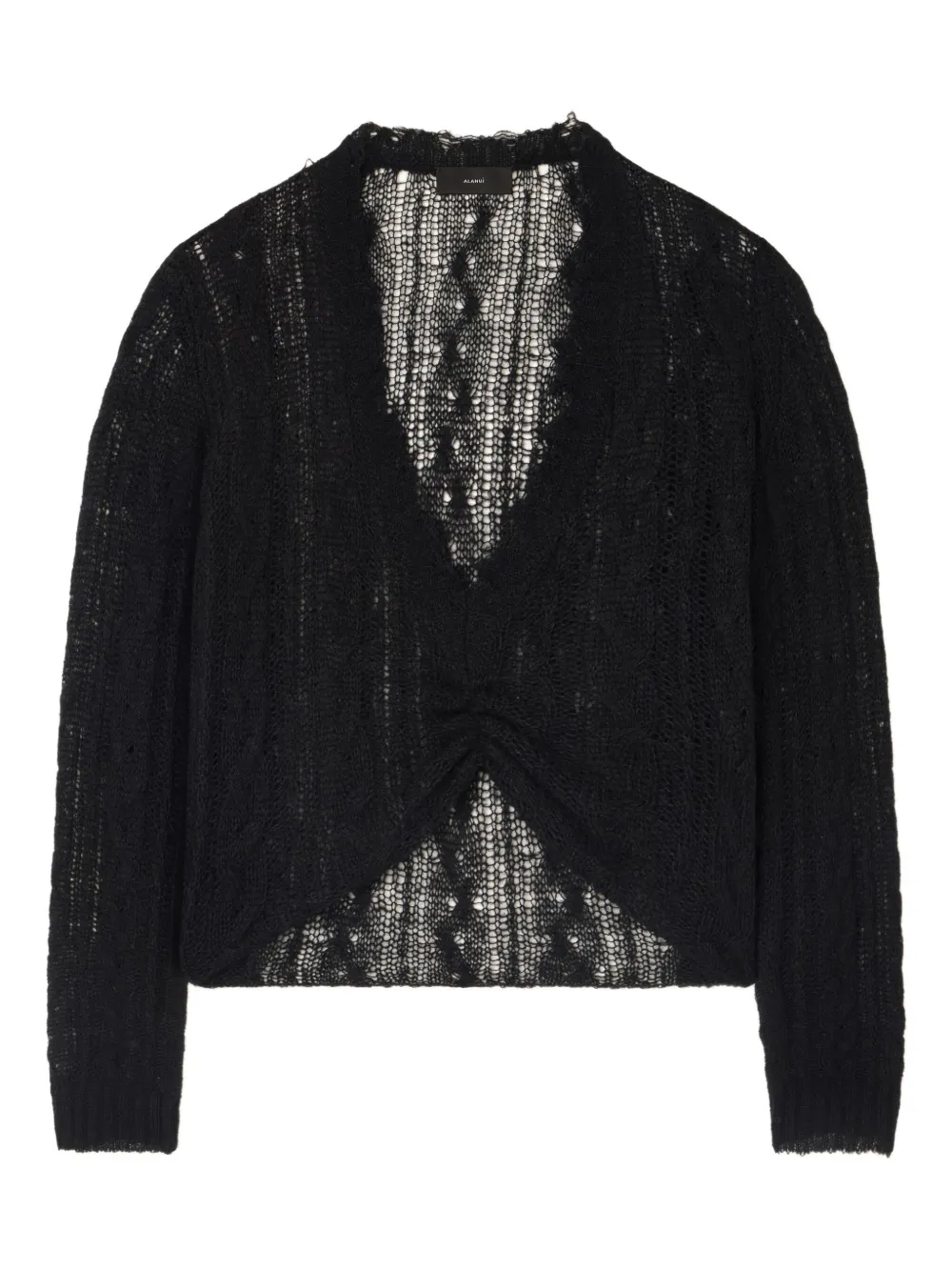 Alanui V-neck frayed-edge sweater Zwart