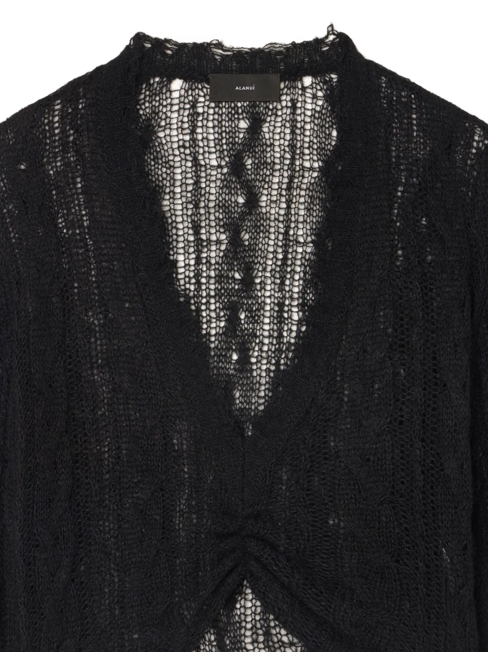 Alanui V-neck frayed-edge sweater Zwart