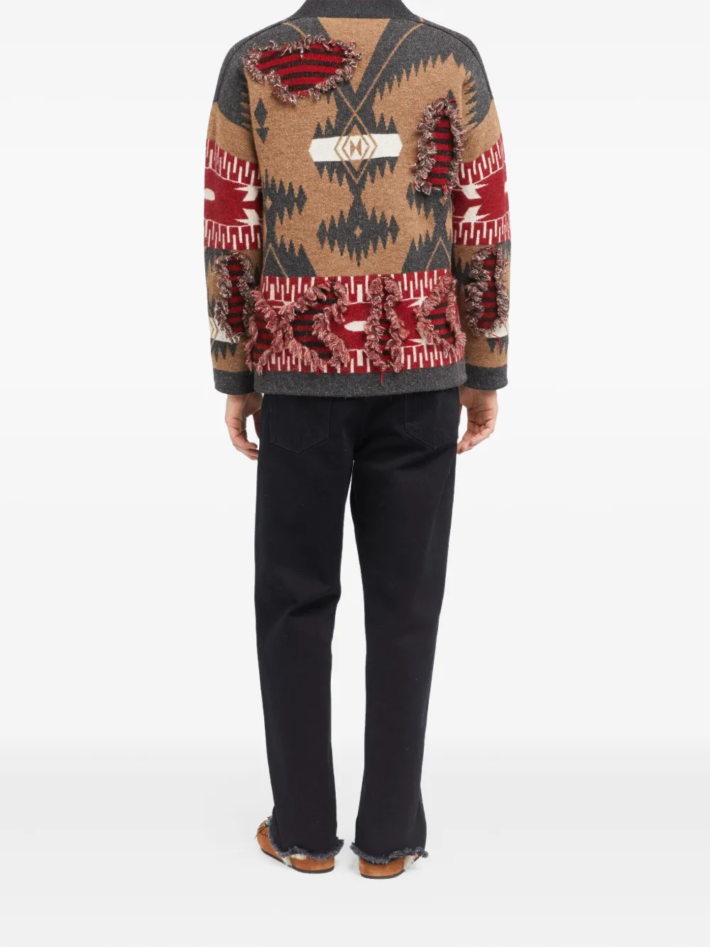 Alanui Patterned Fringed Cardigan In Brown