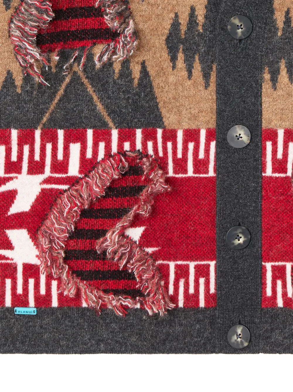 Alanui Patterned Fringed Cardigan In Brown