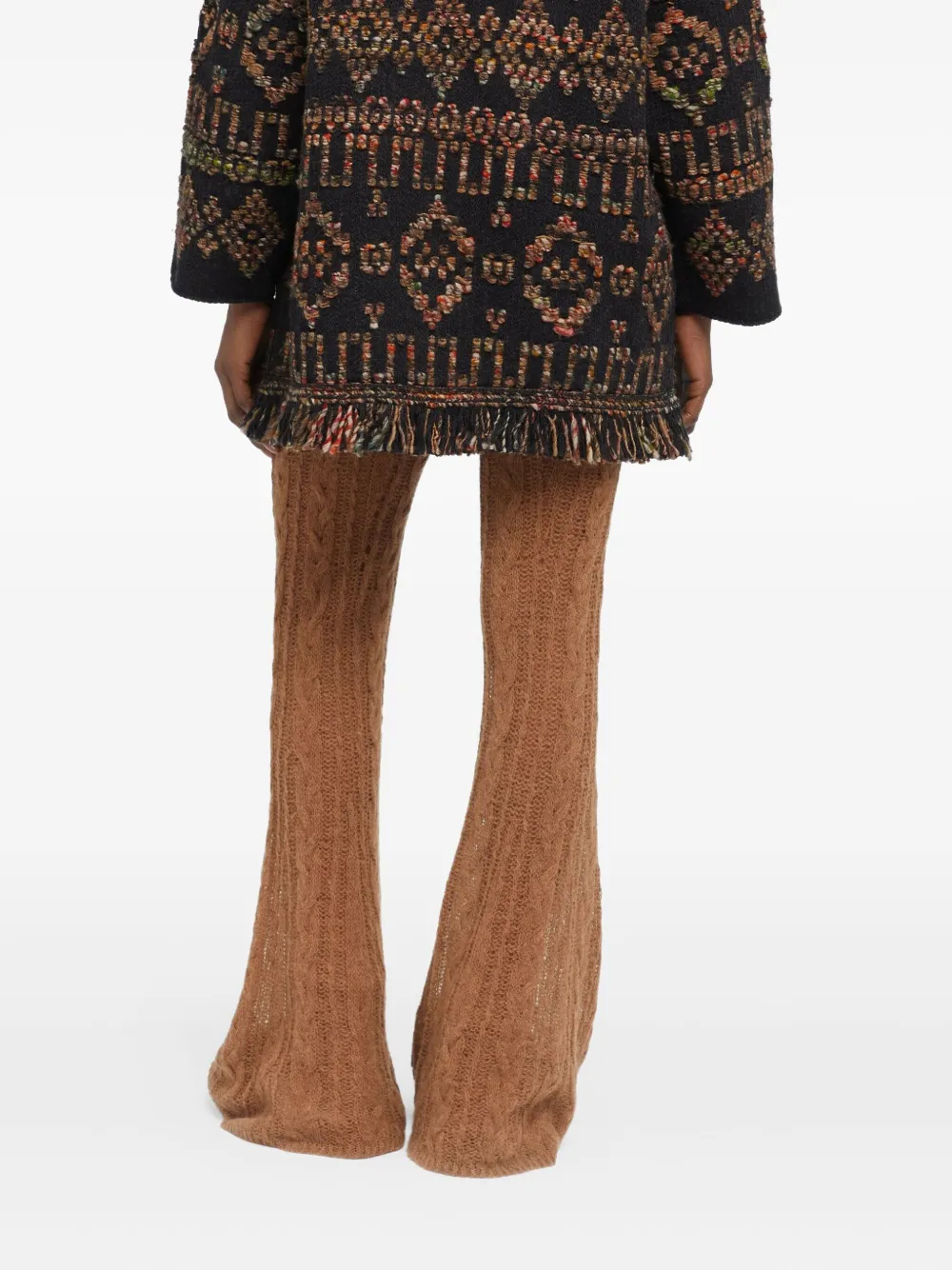 Alanui patterned fringed cardigan Bruin