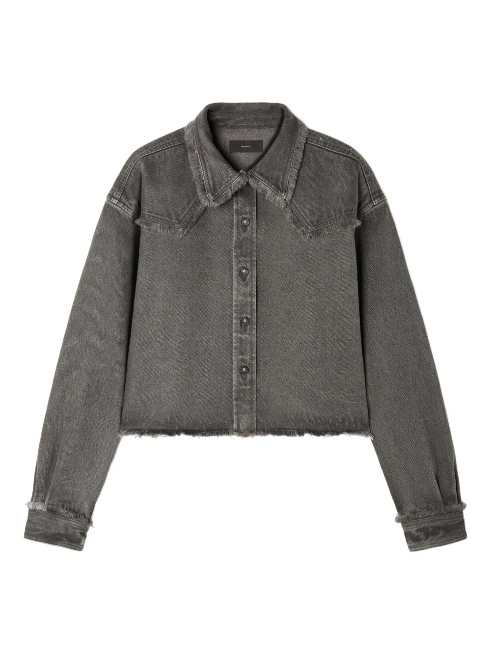 frayed-hem denim shirt