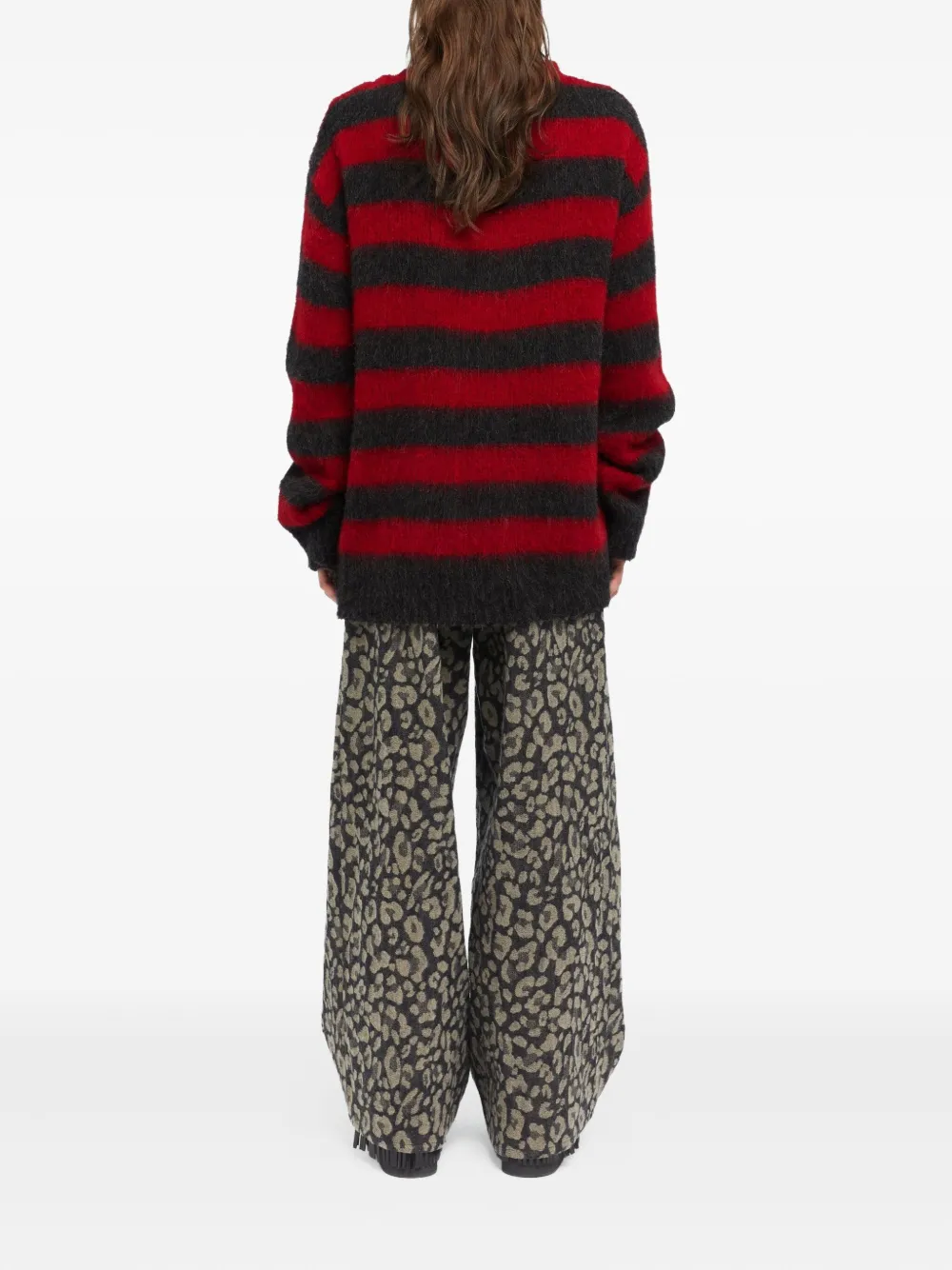 Alanui Grunge Stripes Striped Cardigan In Red