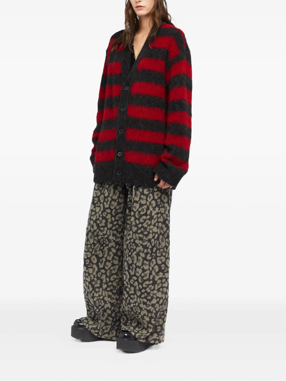 Alanui Grunge Stripes Striped Cardigan In Red
