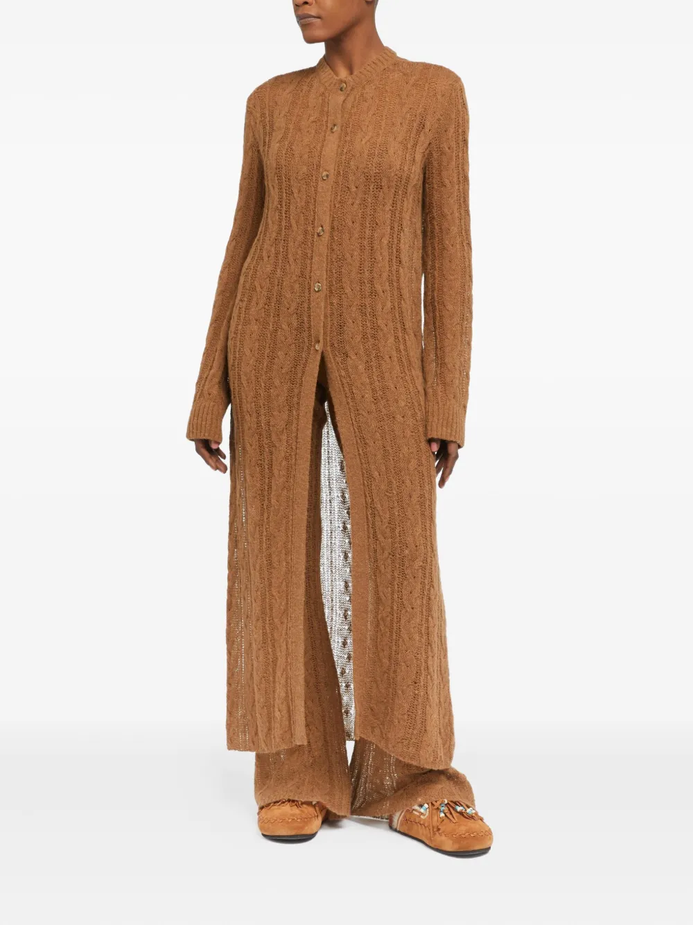 Alanui cable-knit long cardigan Bruin