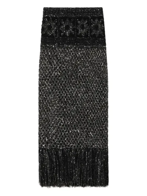 Alanui City Lights sequin-embellished fringe maxi skirt