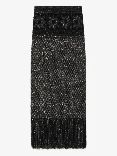 Alanui City Lights sequin-embellished fringe maxi skirt