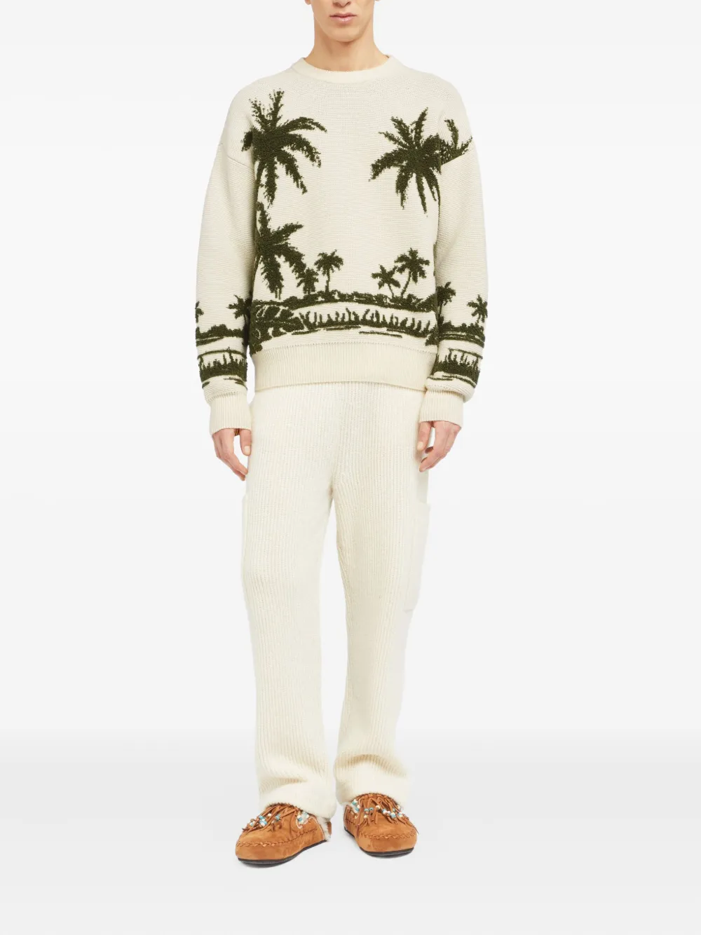 Alanui Trui met palmboom-intarsia - Groen