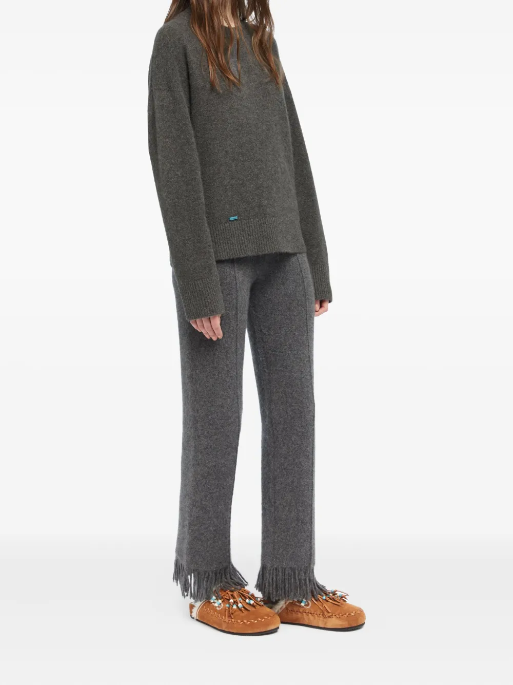 Alanui crew-neck cashmere-blend sweater Grijs