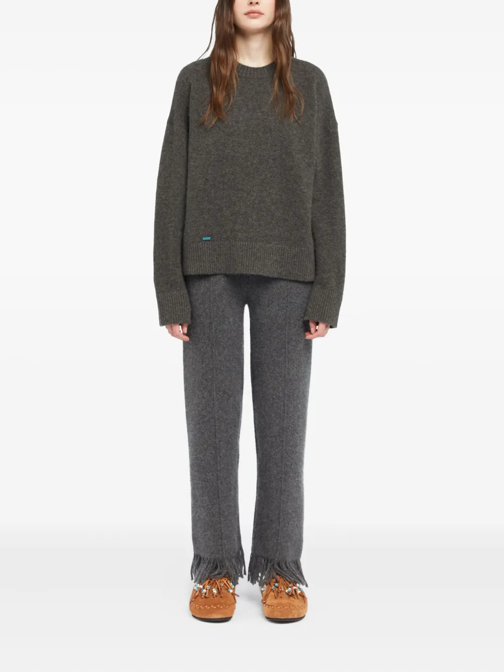 Alanui crew-neck cashmere-blend sweater Grijs