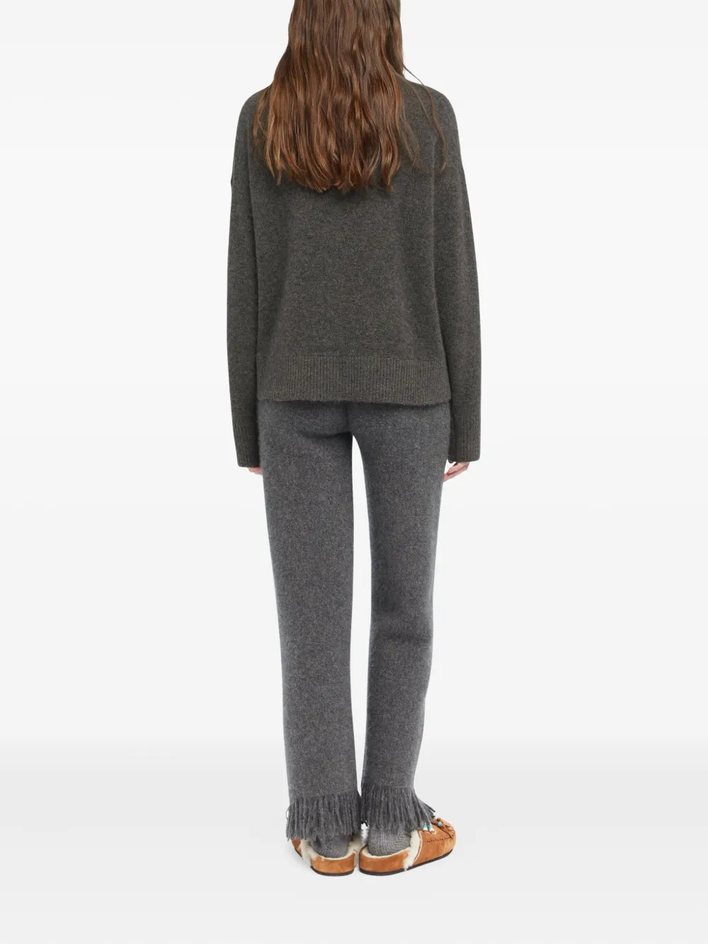 Alanui crew-neck cashmere-blend sweater Grijs