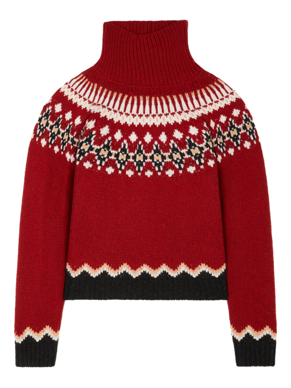 Alanui Intricately Patterned Red Turtleneck Sweater In Red