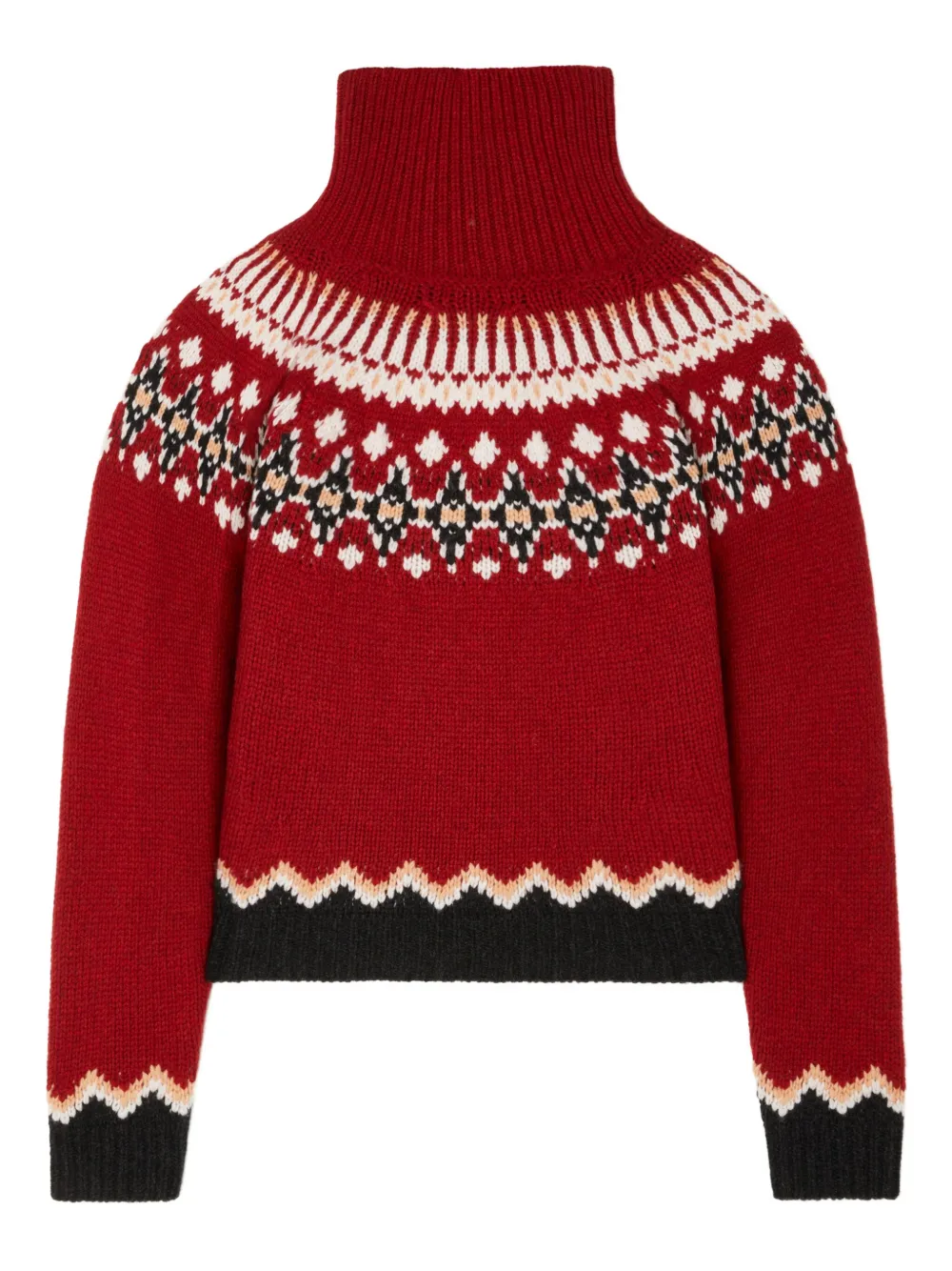 Alanui Intricately Patterned Red Turtleneck Sweater In Red