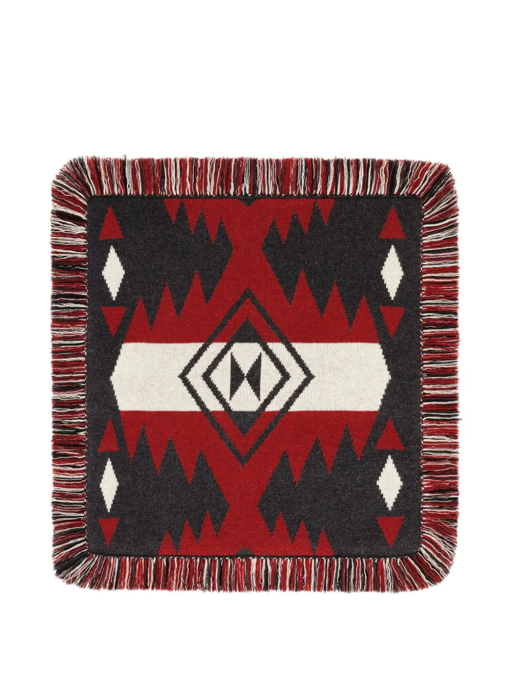  Alanui Icon-jacquard Fringed Pillow - Red 