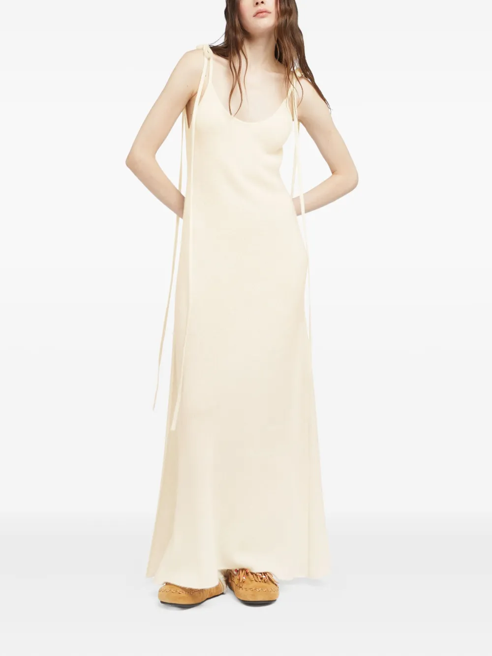 Alanui Finets tied-strap side-split maxi dress Wit
