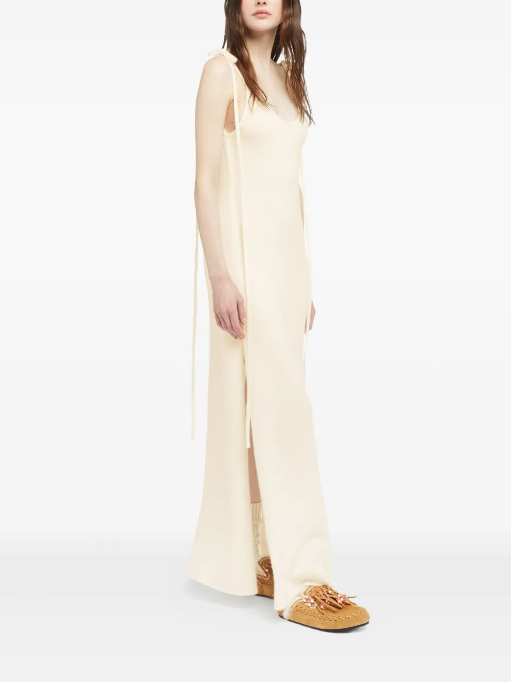 Alanui Finets tied-strap side-split maxi dress Wit