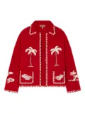 Alanui Remember Me palm-tree car wool jacket - 2701-Fire-White