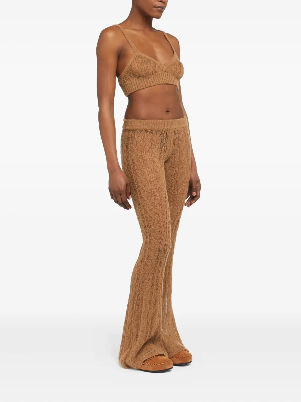Alanui Desert Drift cable-knit trousers Bruin