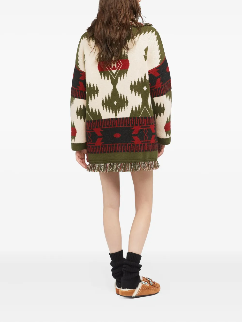 Alanui Icon jacquard fringe cardigan Veelkleurig