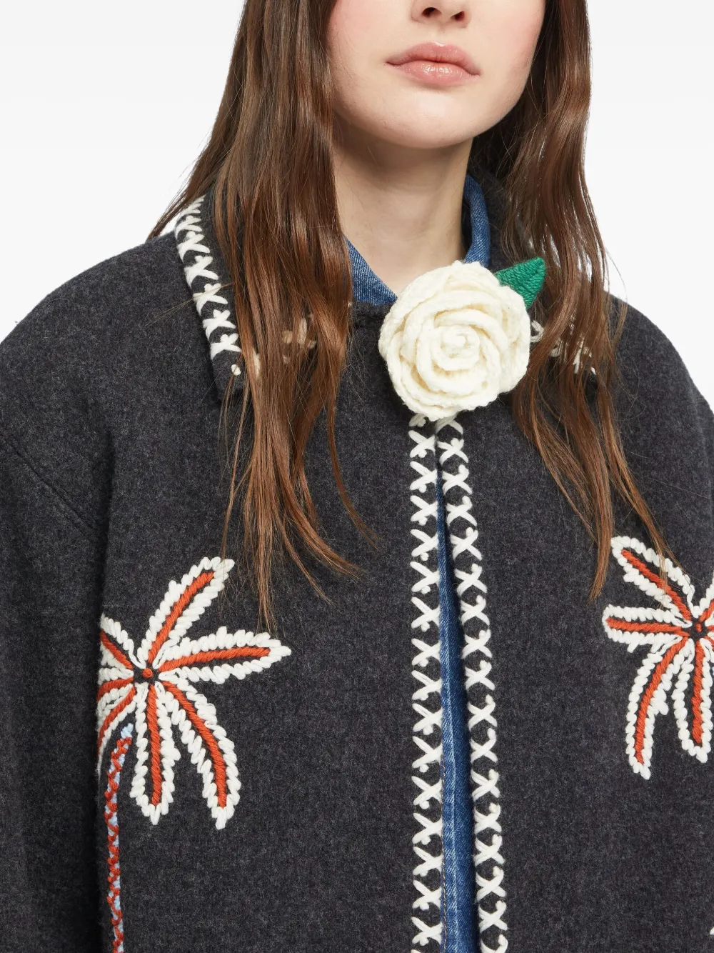 Alanui rose-embroidered brooch | Image 2