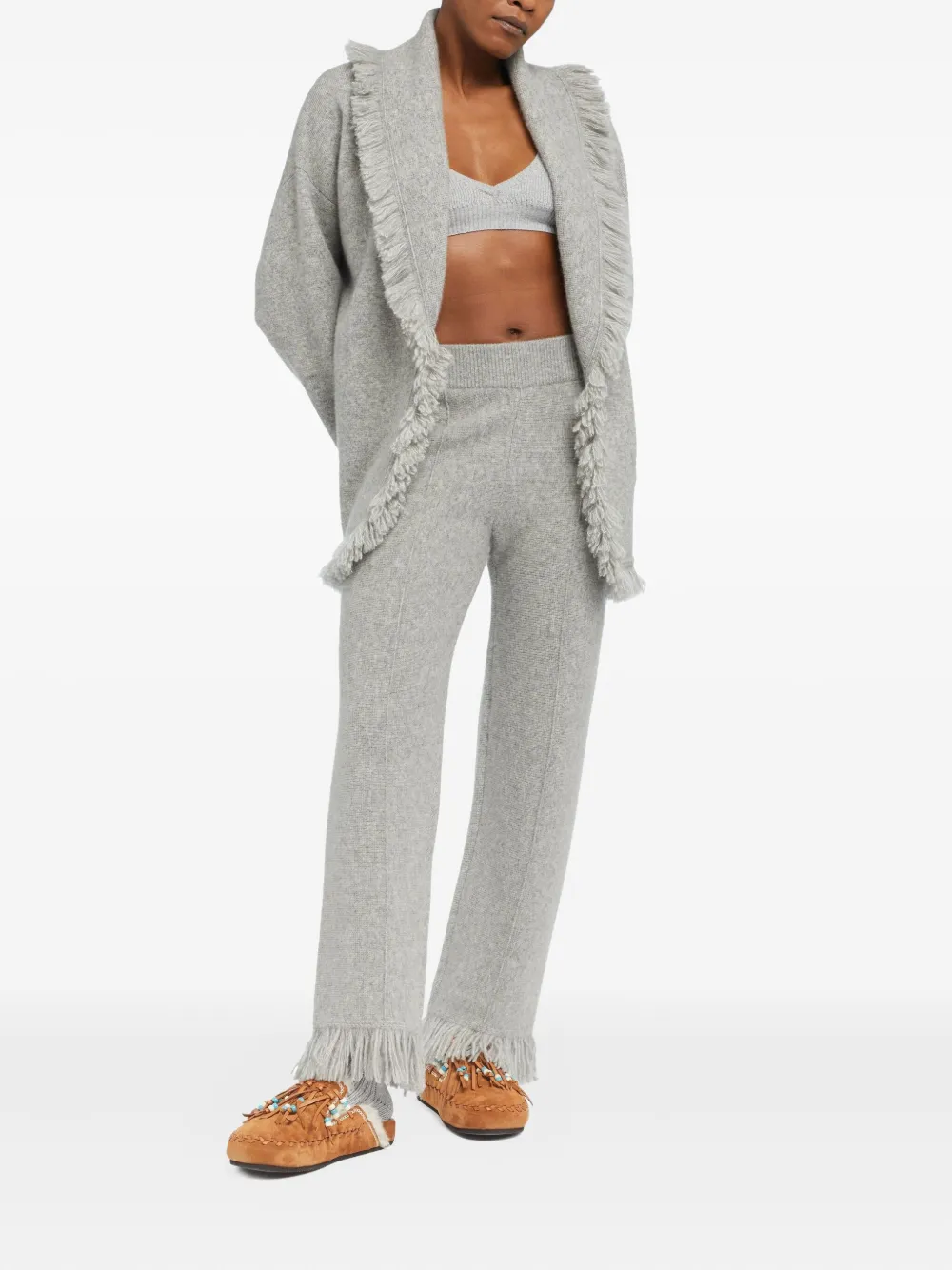 Alanui Finest fringed-hem trousers Grijs