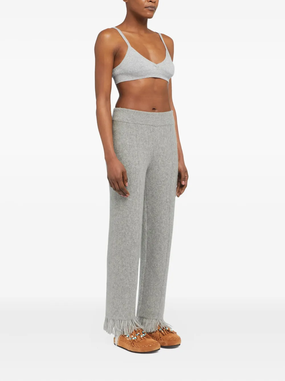 Alanui Finest fringed-hem trousers Grijs