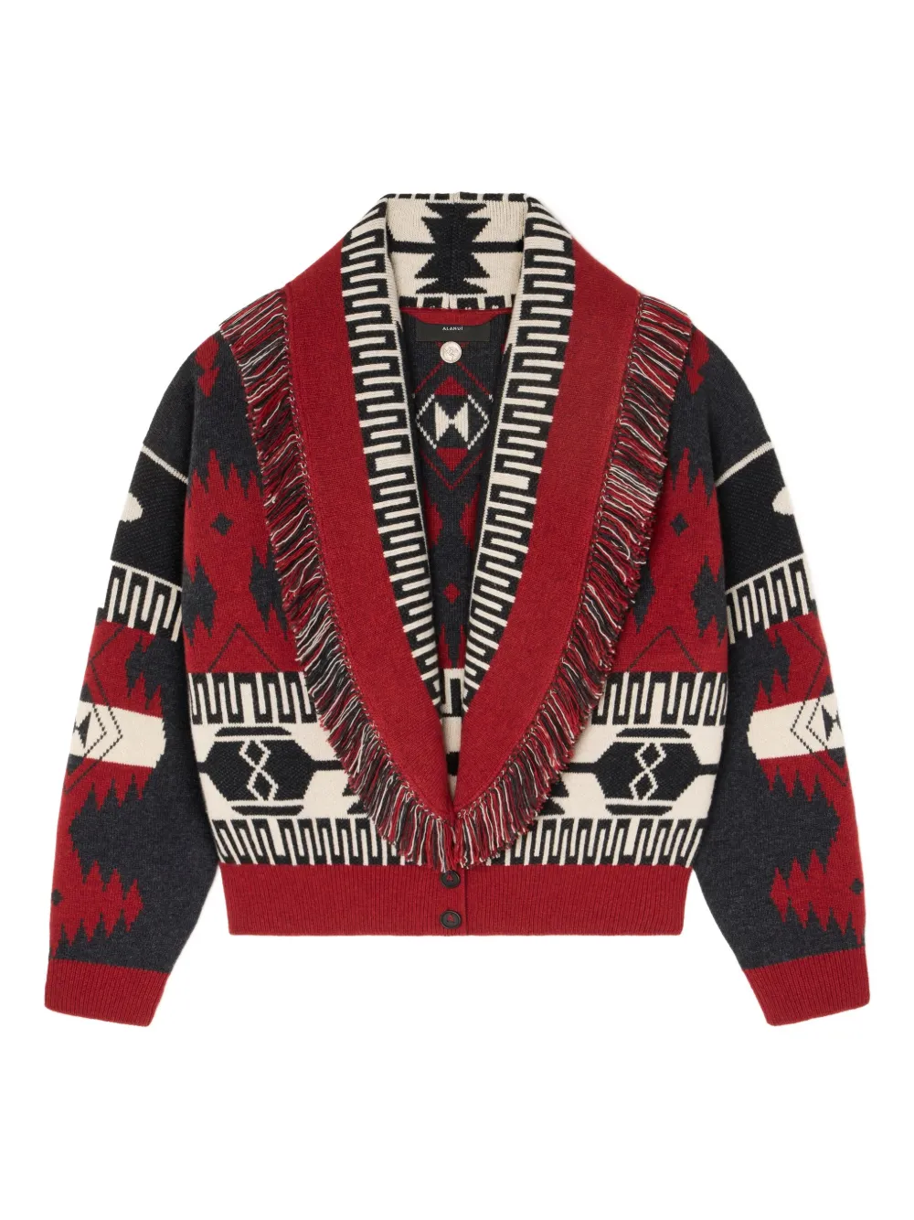 Alanui Icon Jacquard fringe cardigan Rood