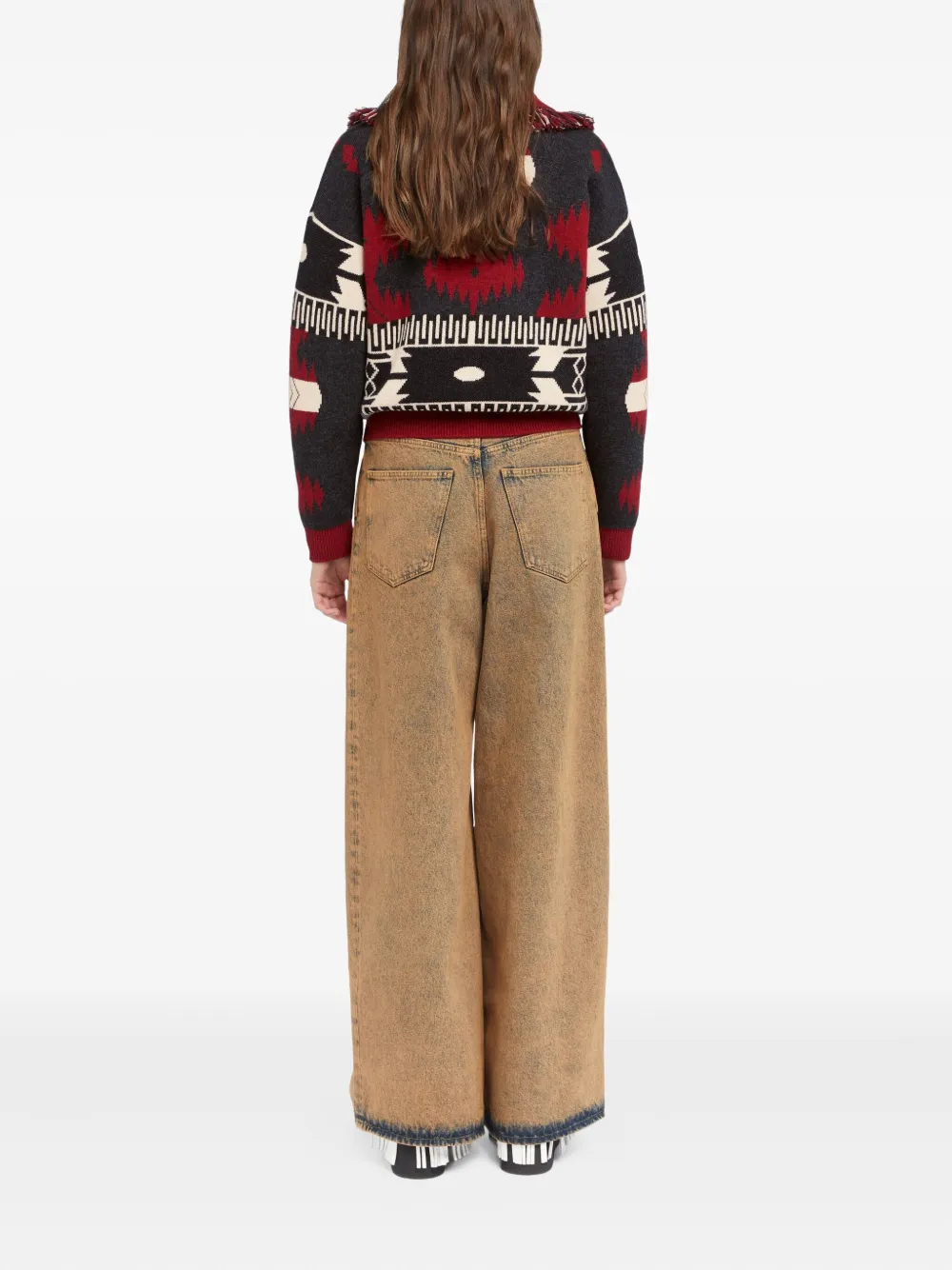 Alanui Icon Jacquard fringe cardigan Rood