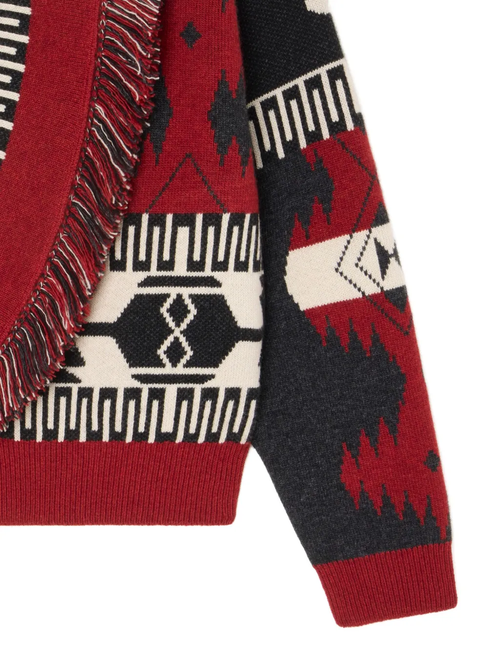 Alanui Icon Jacquard fringe cardigan Rood