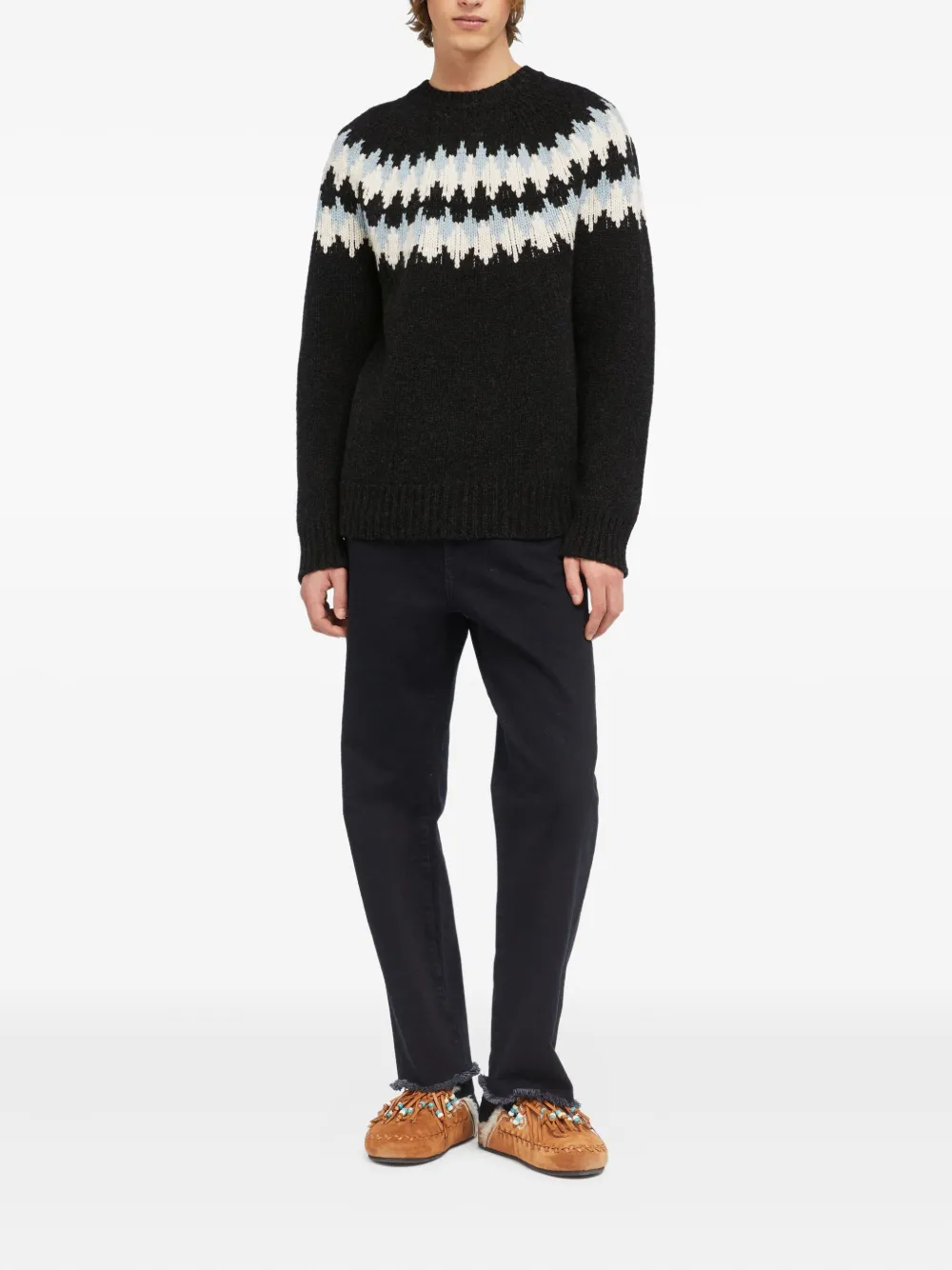 Alanui Fairisle wool sweater - Zwart